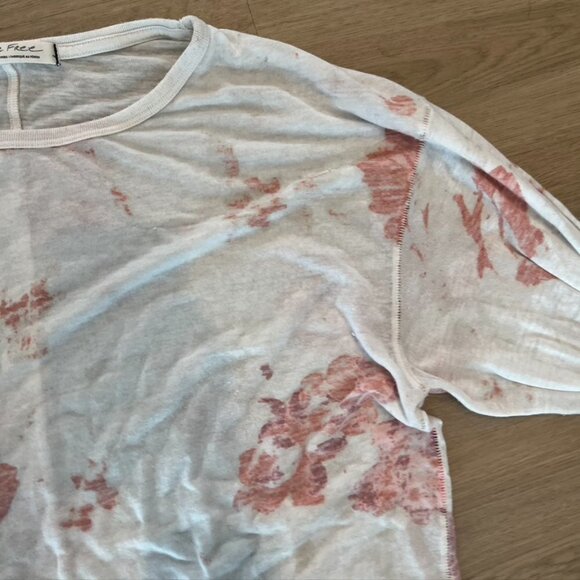 ** We The Free Womens Blouse White pink Space Dye Long Sleeve Scoop Neck M - Picture 5 of 8